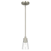 Kichler Erma 4in 1-Light Mini Pendant | Traditional Brushed Nickel Steel and Clear Satin Etched Glass | Kitchen Island & Dining Room | 7.5 in H | Model 52444NICLR