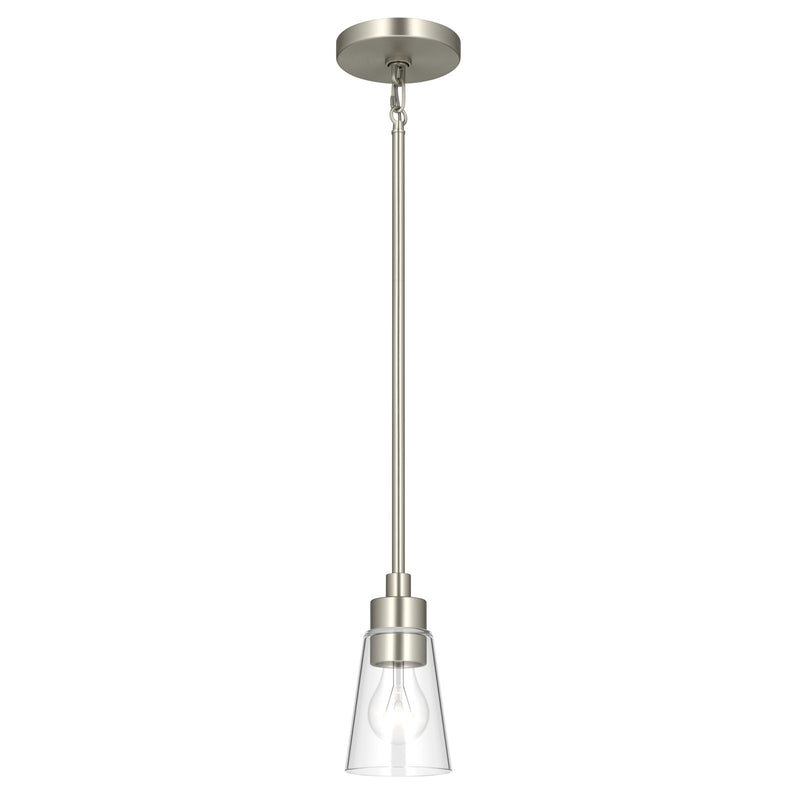 Kichler Erma 4in 1-Light Mini Pendant | Traditional Brushed Nickel Steel and Clear Satin Etched Glass | Kitchen Island & Dining Room | 7.5 in H | Model 52444NICLR