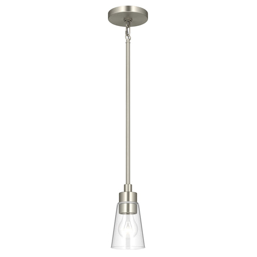 Kichler Erma 4in 1-Light Mini Pendant | Traditional Brushed Nickel Steel and Clear Satin Etched Glass | Kitchen Island & Dining Room | 7.5 in H | Model 52444NICLR