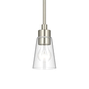 Kichler Erma 4in 1-Light Mini Pendant | Traditional Brushed Nickel Steel and Clear Satin Etched Glass | Kitchen Island & Dining Room | 7.5 in H | Model 52444NICLR