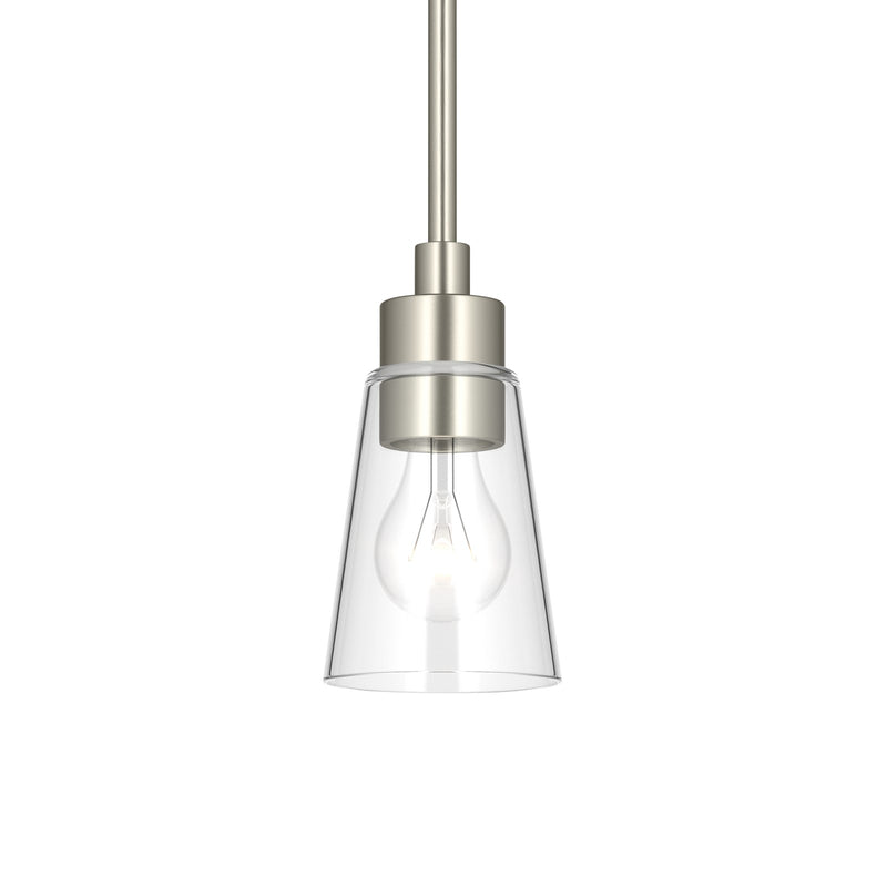 Kichler Erma 4in 1-Light Mini Pendant | Traditional Brushed Nickel Steel and Clear Satin Etched Glass | Kitchen Island & Dining Room | 7.5 in H | Model 52444NICLR