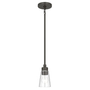 Kichler Erma 4in 1-Light Mini Pendant | Traditional Olde Bronze Steel and Clear Satin Etched Glass | Kitchen Island & Dining Room | 7.5 in H | Model 52444OZCLR