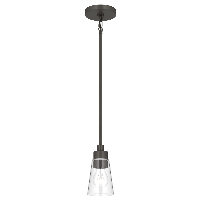 Kichler Erma 4in 1-Light Mini Pendant | Traditional Olde Bronze Steel and Clear Satin Etched Glass | Kitchen Island & Dining Room | 7.5 in H | Model 52444OZCLR
