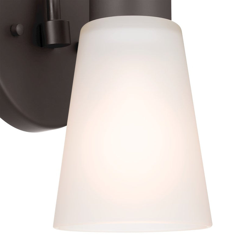 Kichler Erma 5in 1-Light Wall Sconce | Transitional Olde Bronze Steel | Hallway & Bathroom Accent | 5 x 8 x 6 in | Model 52445OZ