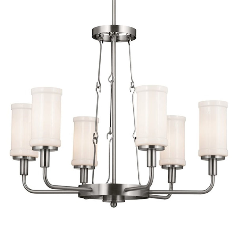 Kichler Vetivene 37in 9-Light Chandelier | Textured Black Steel and Opal Glass | Dining Room & Entryway | Model 52452BKT