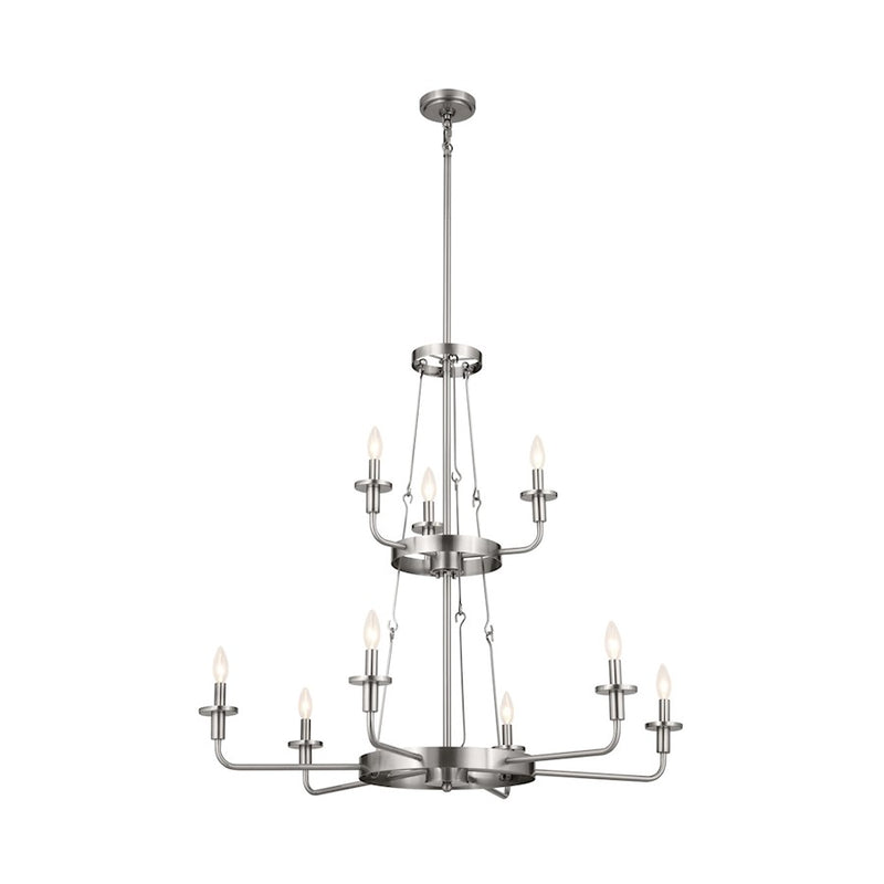 Kichler Vetivene 37in 9-Light Chandelier | Textured Black Steel and Opal Glass | Dining Room & Entryway | Model 52452BKT