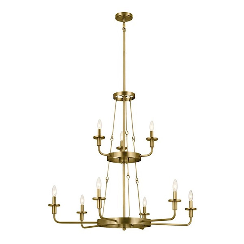 Kichler Vetivene 37in 9-Light Chandelier | Textured Black Steel and Opal Glass | Dining Room & Entryway | Model 52452BKT