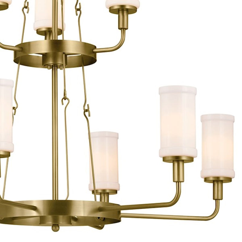 Kichler Vetivene 37in 9-Light Chandelier | Textured Black Steel and Opal Glass | Dining Room & Entryway | Model 52452BKT