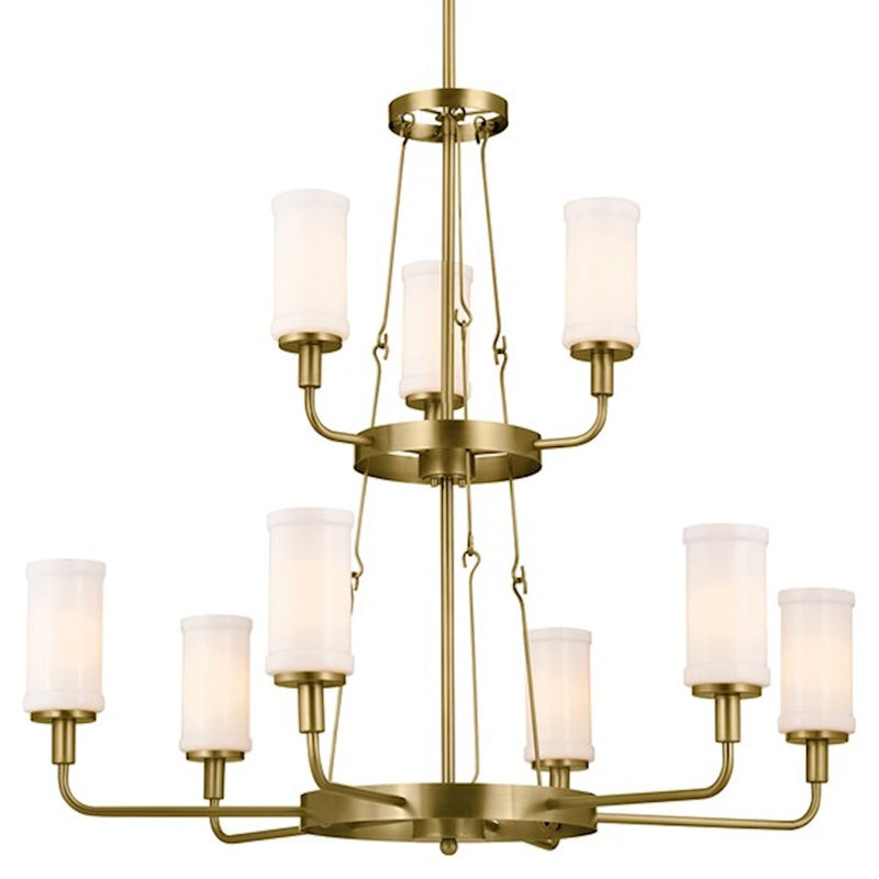Kichler Vetivene 37in 9-Light Chandelier | Textured Black Steel and Opal Glass | Dining Room & Entryway | Model 52452BKT
