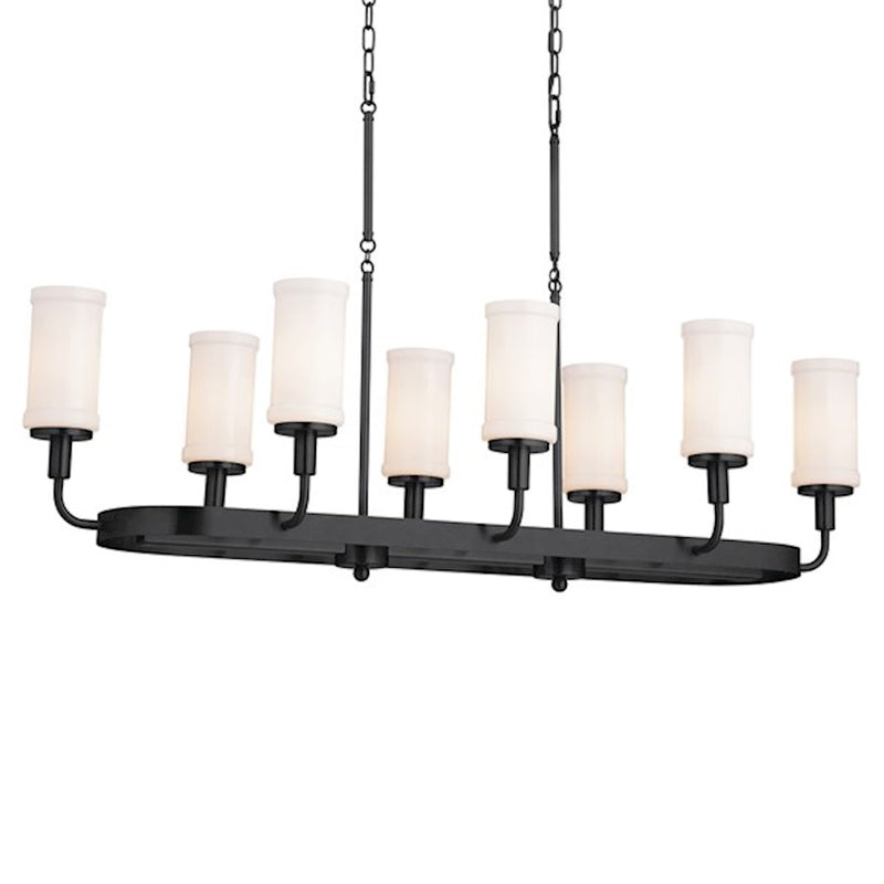 Kichler Vetivene 46in 8-Light Linear Chandelier | Modern Natural Brass and Opal Glass | Kitchen Island & Dining Room | Model 52453NBR
