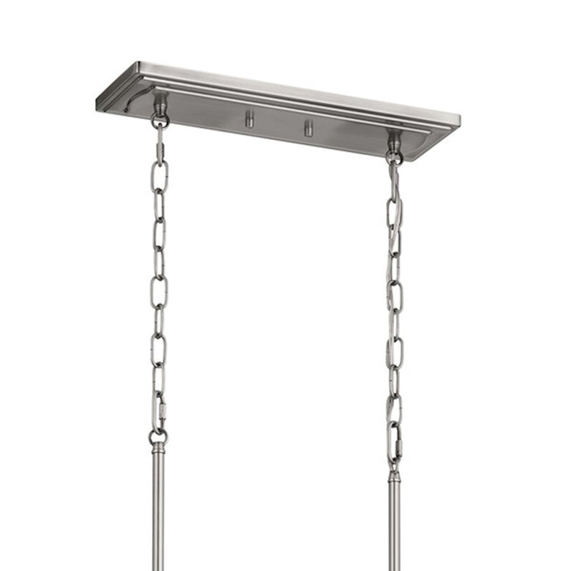 Kichler Vetivene 46in 8-Light Linear Chandelier | Modern Natural Brass and Opal Glass | Kitchen Island & Dining Room | Model 52453NBR