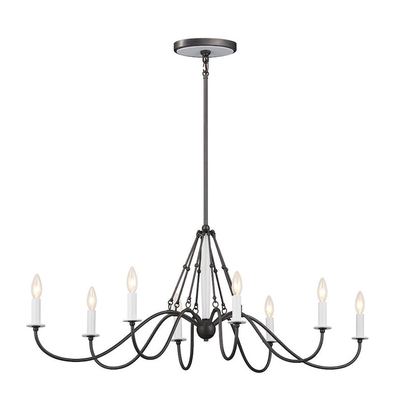 Kichler Freesia 44in 8-Light Chandelier | Textured Black Steel | Dining Room & Living Room | 44 x 20 x 18 in | Model 52457BKT