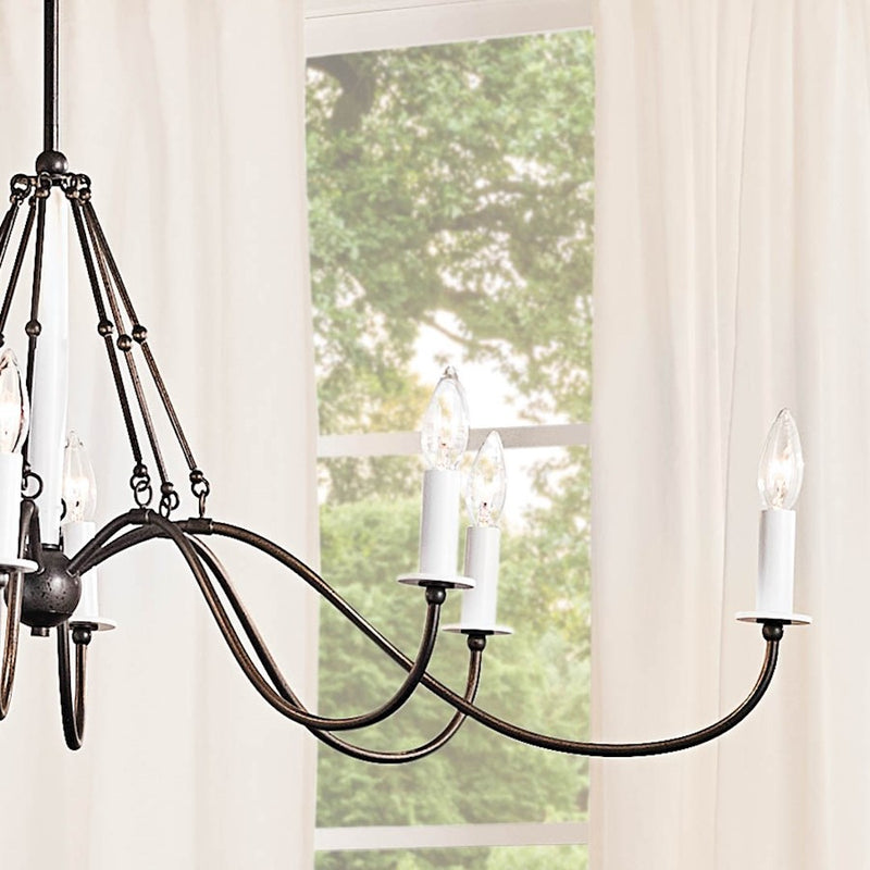 Kichler Freesia 44in 8-Light Chandelier | Textured Black Steel | Dining Room & Living Room | 44 x 20 x 18 in | Model 52457BKT