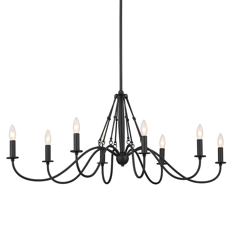 Kichler Freesia 44in 8-Light Chandelier | Textured Black Steel | Dining Room & Living Room | 44 x 20 x 18 in | Model 52457BKT