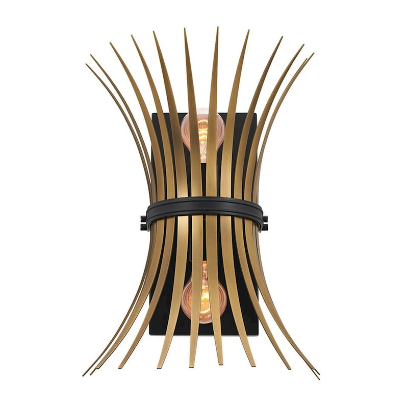 Kichler Baile 2-Light Wall Sconce | Brushed Nickel Steel and Black Accents | Bedroom & Hallway Accent Light | Model 52461NI