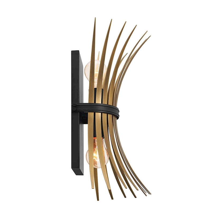 Kichler Baile 2-Light Wall Sconce | Brushed Nickel Steel and Black Accents | Bedroom & Hallway Accent Light | Model 52461NI