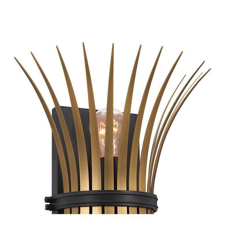 Kichler Baile 2-Light Wall Sconce | Brushed Nickel Steel and Black Accents | Bedroom & Hallway Accent Light | Model 52461NI