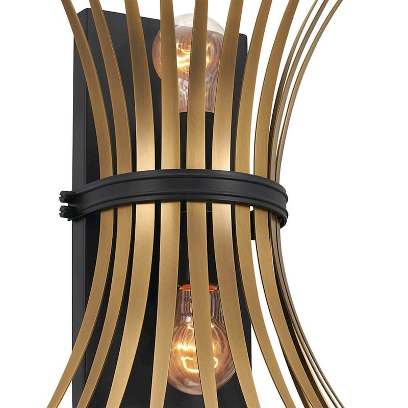 Kichler Baile 2-Light Wall Sconce | Brushed Nickel Steel and Black Accents | Bedroom & Hallway Accent Light | Model 52461NI