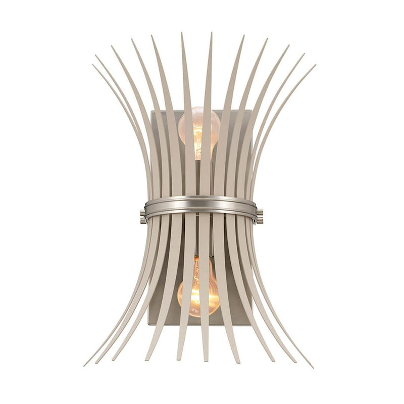 Kichler Baile 2-Light Wall Sconce | Brushed Nickel Steel and Black Accents | Bedroom & Hallway Accent Light | Model 52461NI