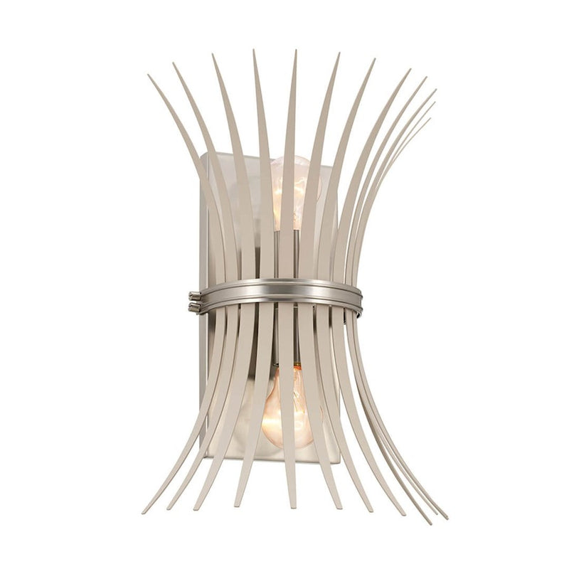 Kichler Baile 2-Light Wall Sconce | Brushed Nickel Steel and Black Accents | Bedroom & Hallway Accent Light | Model 52461NI