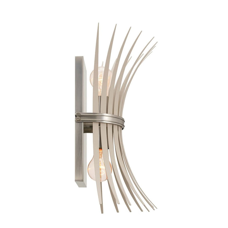 Kichler Baile 2-Light Wall Sconce | Brushed Nickel Steel and Black Accents | Bedroom & Hallway Accent Light | Model 52461NI