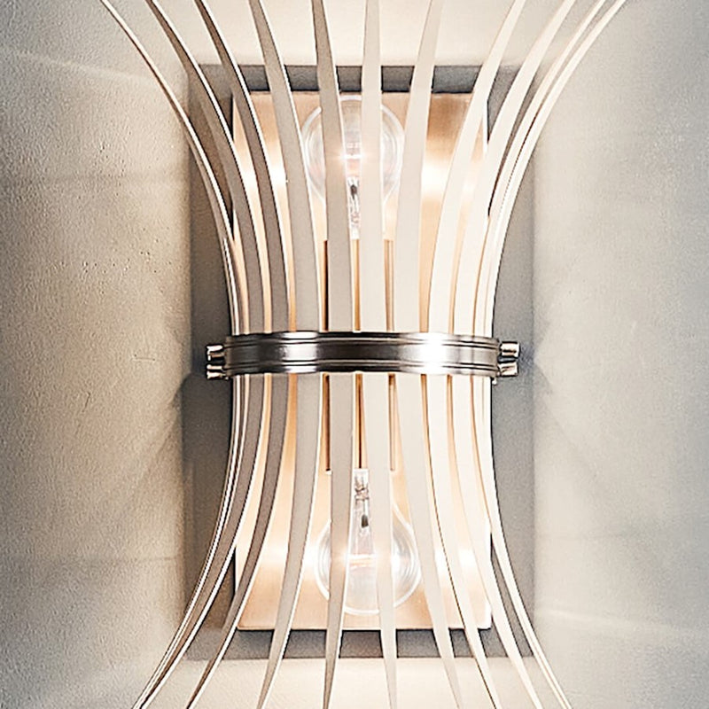 Kichler Baile 2-Light Wall Sconce | Brushed Nickel Steel and Black Accents | Bedroom & Hallway Accent Light | Model 52461NI