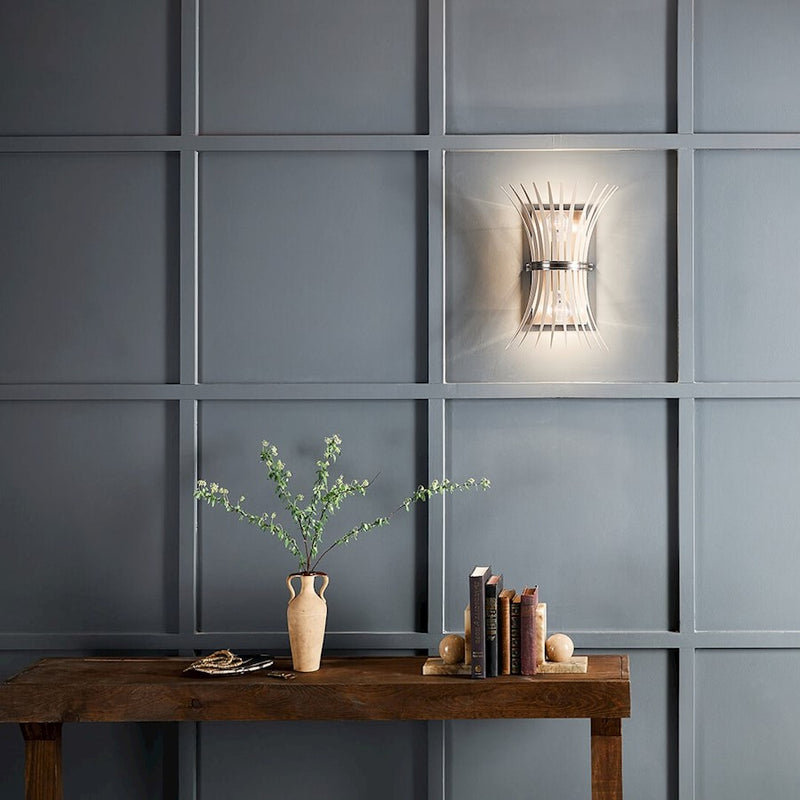 Kichler Baile 2-Light Wall Sconce | Brushed Nickel Steel and Black Accents | Bedroom & Hallway Accent Light | Model 52461NI
