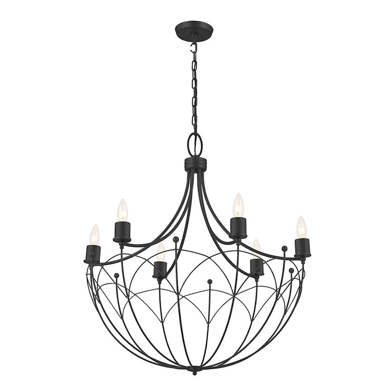 Kichler Topiary 30in 6-Light Chandelier | Character Bronze Steel | Dining Room & Foyer | 30 in H | Model 52462CHZ