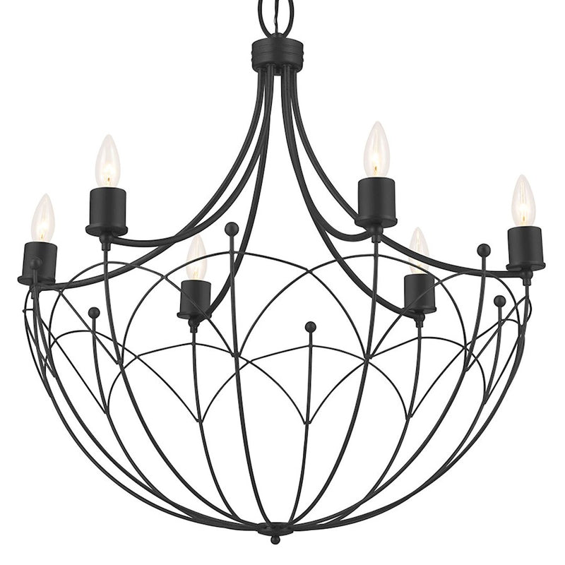 Kichler Topiary 30in 6-Light Chandelier | Character Bronze Steel | Dining Room & Foyer | 30 in H | Model 52462CHZ