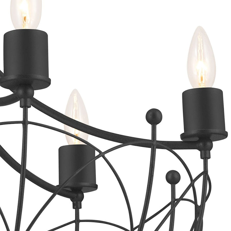 Kichler Topiary 30in 6-Light Chandelier | Character Bronze Steel | Dining Room & Foyer | 30 in H | Model 52462CHZ