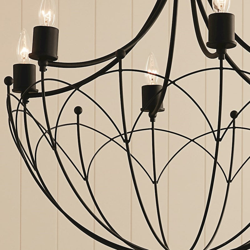Kichler Topiary 30in 6-Light Chandelier | Character Bronze Steel | Dining Room & Foyer | 30 in H | Model 52462CHZ