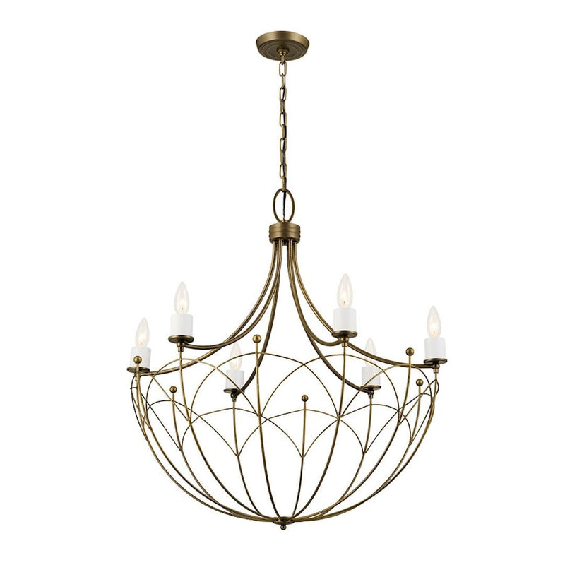 Kichler Topiary 30in 6-Light Chandelier | Character Bronze Steel | Dining Room & Foyer | 30 in H | Model 52462CHZ