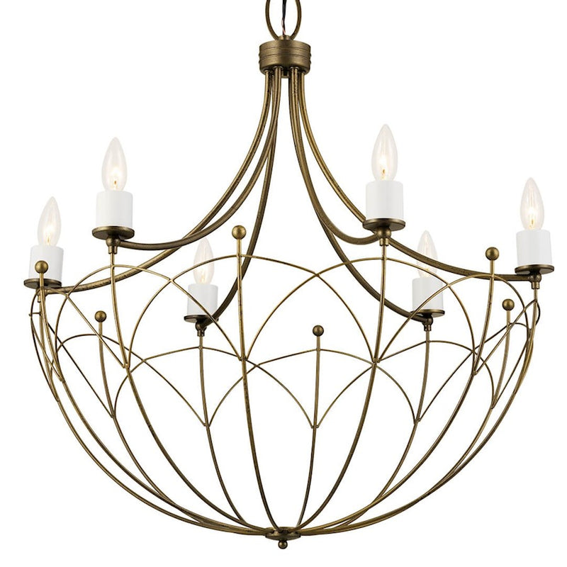 Kichler Topiary 30in 6-Light Chandelier | Character Bronze Steel | Dining Room & Foyer | 30 in H | Model 52462CHZ