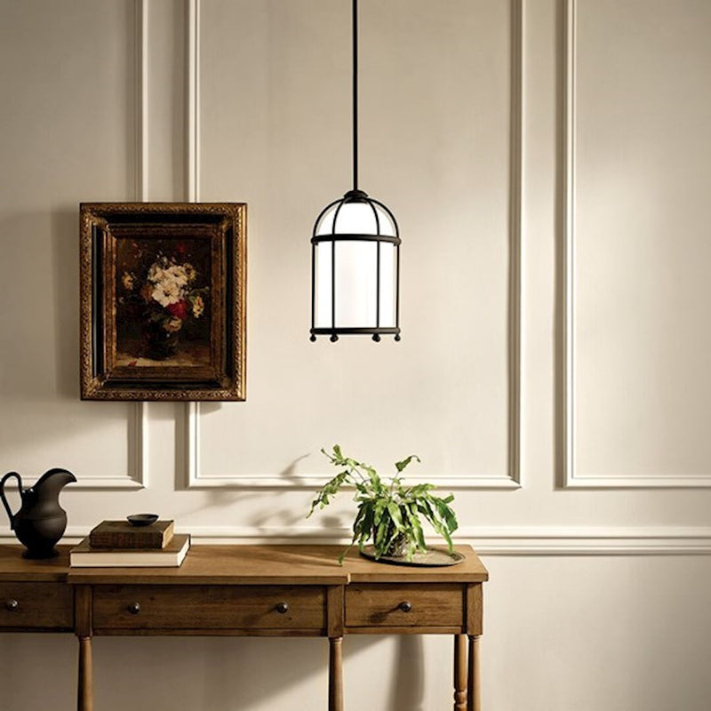 Kichler Topiary 18in 1-Light Pendant | Character Bronze Steel | Dining Room & Living Room | 18 in H | Model 52464CHZ