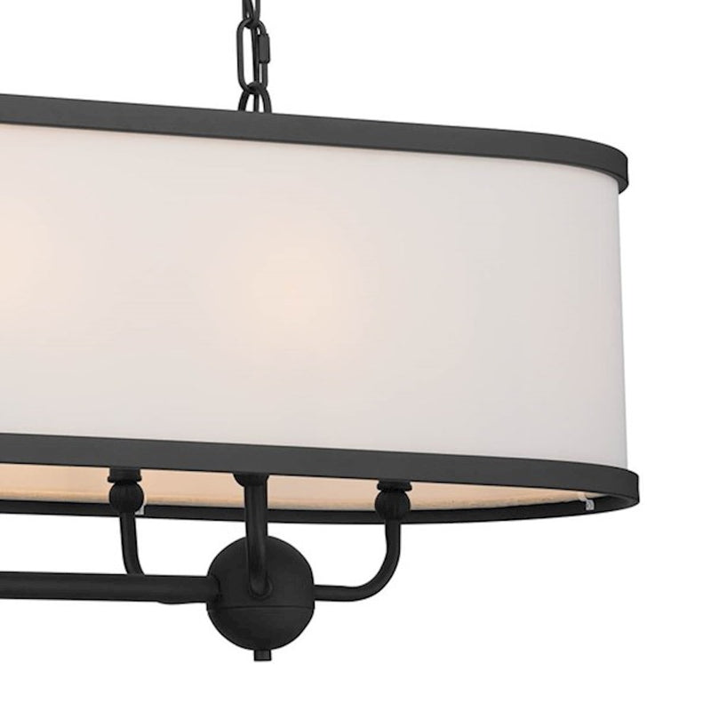 Kichler Heddle 42in 8-Light Linear Chandelier | Industrial Natural Brass and Fabric Drum Shade | Dining Room & Great Room | Model 52467NBR