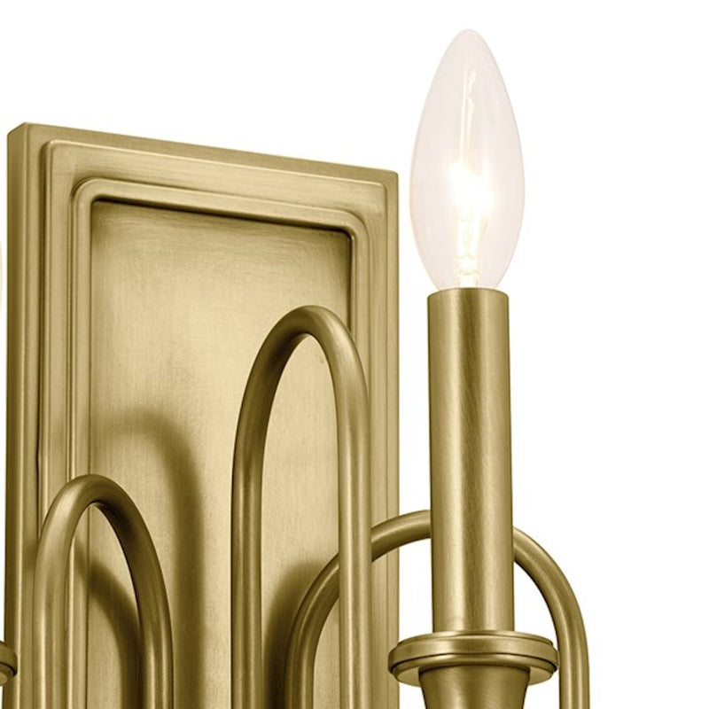 Kichler Karthe 13in 3-Light Wall Sconce | Updated Traditional Brushed Nickel Steel | Hallway & Bathroom | 14.5in H x 9.5in Ext | Model 52473NI
