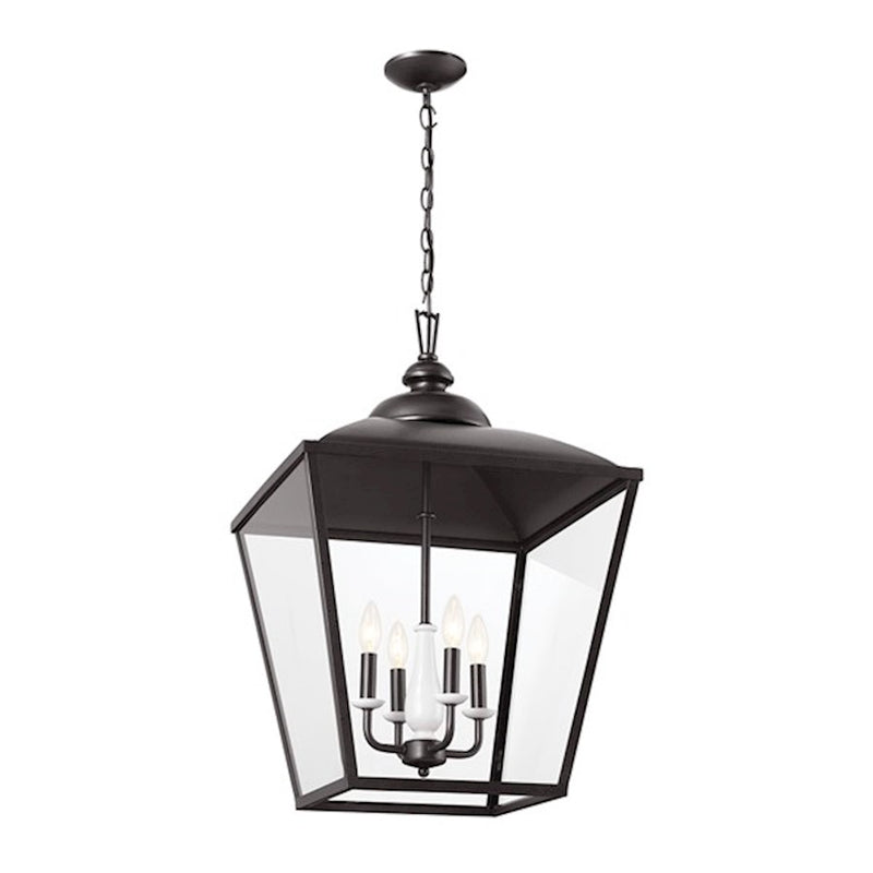 Kichler Dame 18.5in 4-Light Foyer Pendant | Character Bronze Steel and Transparent Glass | Entryway & Stairwell | Model 52475CHZ