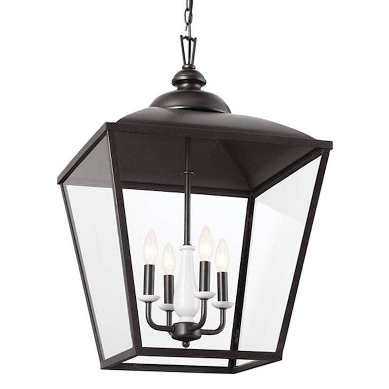 Kichler Dame 18.5in 4-Light Foyer Pendant | Character Bronze Steel and Transparent Glass | Entryway & Stairwell | Model 52475CHZ