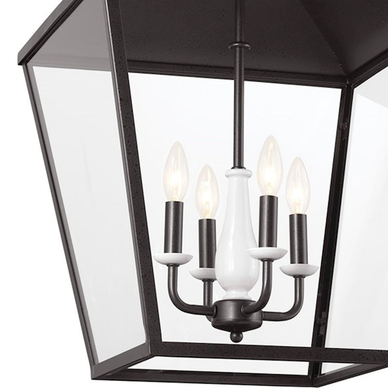 Kichler Dame 18.5in 4-Light Foyer Pendant | Character Bronze Steel and Transparent Glass | Entryway & Stairwell | Model 52475CHZ