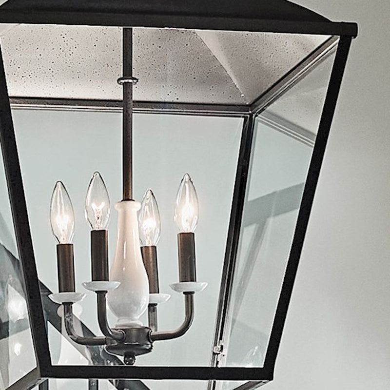 Kichler Dame 18.5in 4-Light Foyer Pendant | Character Bronze Steel and Transparent Glass | Entryway & Stairwell | Model 52475CHZ