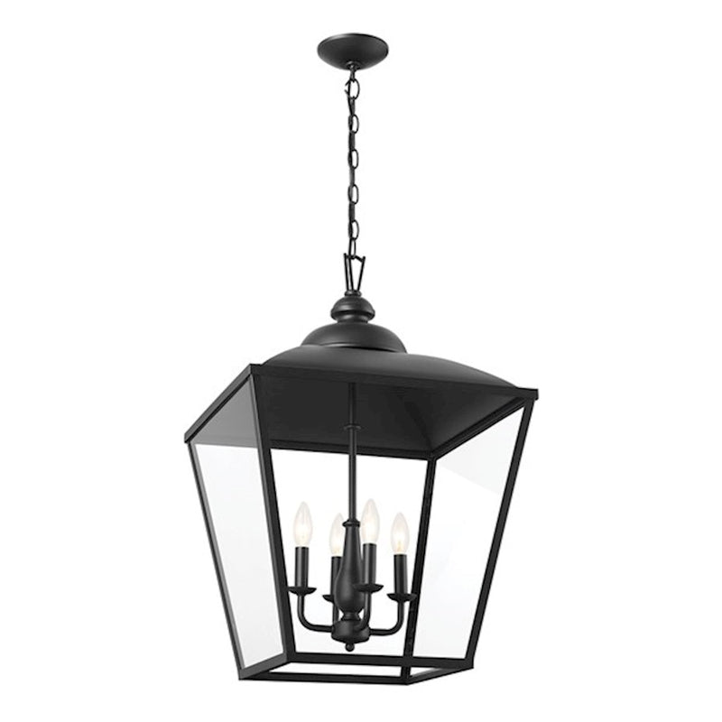 Kichler Dame 18.5in 4-Light Foyer Pendant | Character Bronze Steel and Transparent Glass | Entryway & Stairwell | Model 52475CHZ