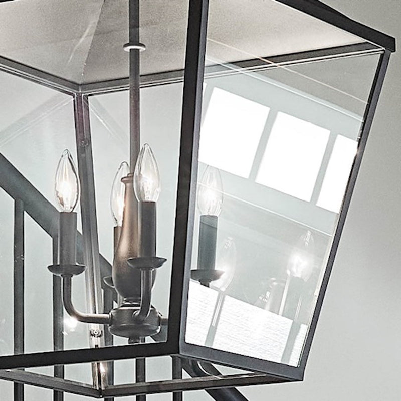 Kichler Dame 18.5in 4-Light Foyer Pendant | Character Bronze Steel and Transparent Glass | Entryway & Stairwell | Model 52475CHZ