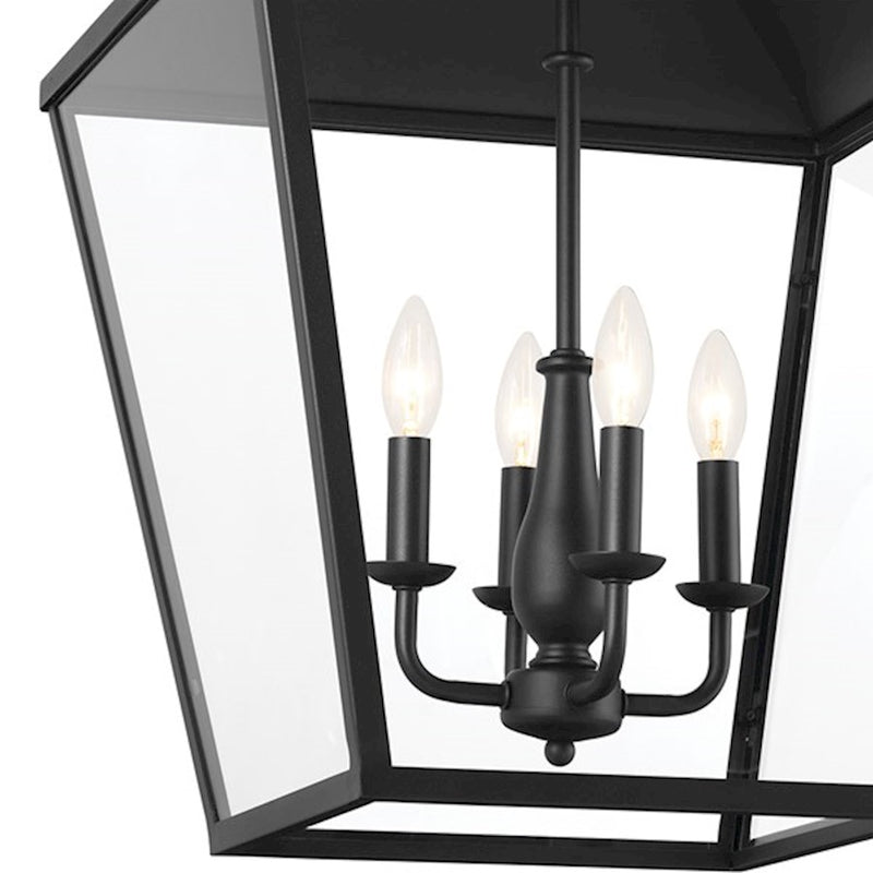 Kichler Dame 18.5in 4-Light Foyer Pendant | Character Bronze Steel and Transparent Glass | Entryway & Stairwell | Model 52475CHZ
