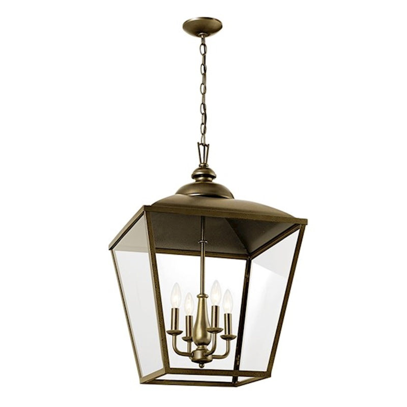 Kichler Dame 18.5in 4-Light Foyer Pendant | Character Bronze Steel and Transparent Glass | Entryway & Stairwell | Model 52475CHZ