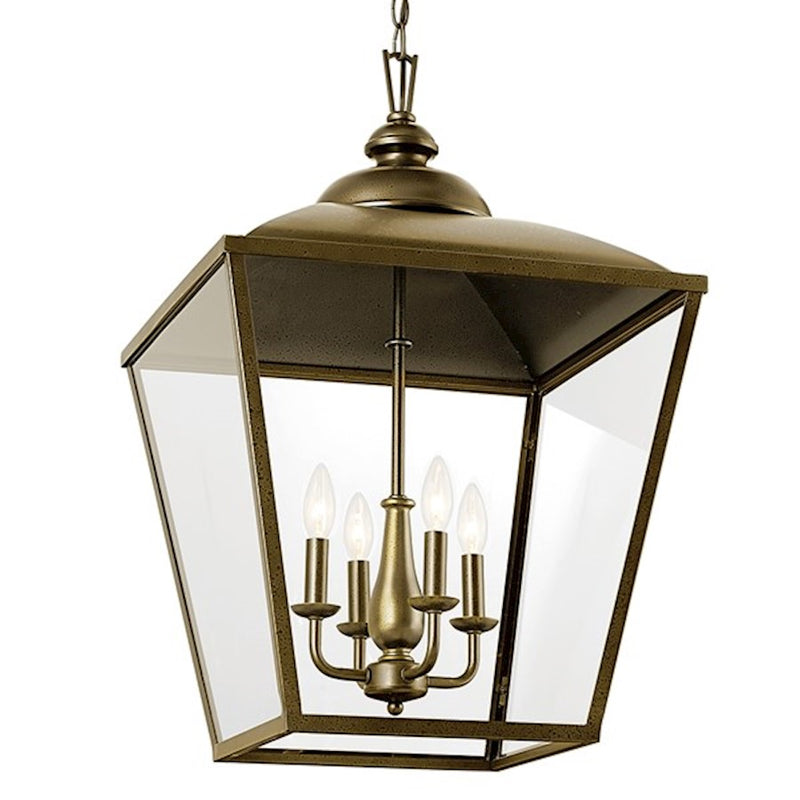Kichler Dame 18.5in 4-Light Foyer Pendant | Character Bronze Steel and Transparent Glass | Entryway & Stairwell | Model 52475CHZ