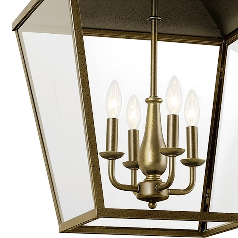 Kichler Dame 18.5in 4-Light Foyer Pendant | Character Bronze Steel and Transparent Glass | Entryway & Stairwell | Model 52475CHZ