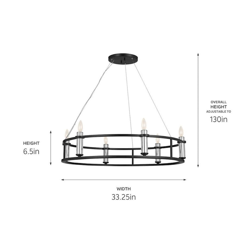 Kichler Rosalind 31in 3-Light Chandelier | Polished Nickel Steel | Dining Room & Living Room | 31 in H, 8.25 in Dia | Model 52493PN