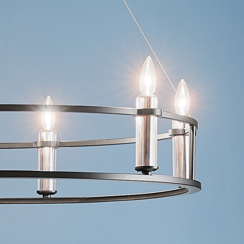 Kichler Rosalind 31in 3-Light Chandelier | Polished Nickel Steel | Dining Room & Living Room | 31 in H, 8.25 in Dia | Model 52493PN