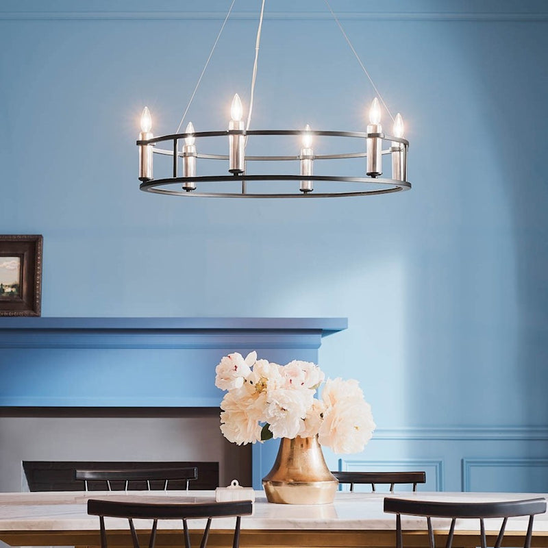 Kichler Rosalind 31in 3-Light Chandelier | Polished Nickel Steel | Dining Room & Living Room | 31 in H, 8.25 in Dia | Model 52493PN