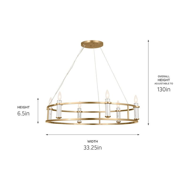 Kichler Rosalind 31in 3-Light Chandelier | Polished Nickel Steel | Dining Room & Living Room | 31 in H, 8.25 in Dia | Model 52493PN